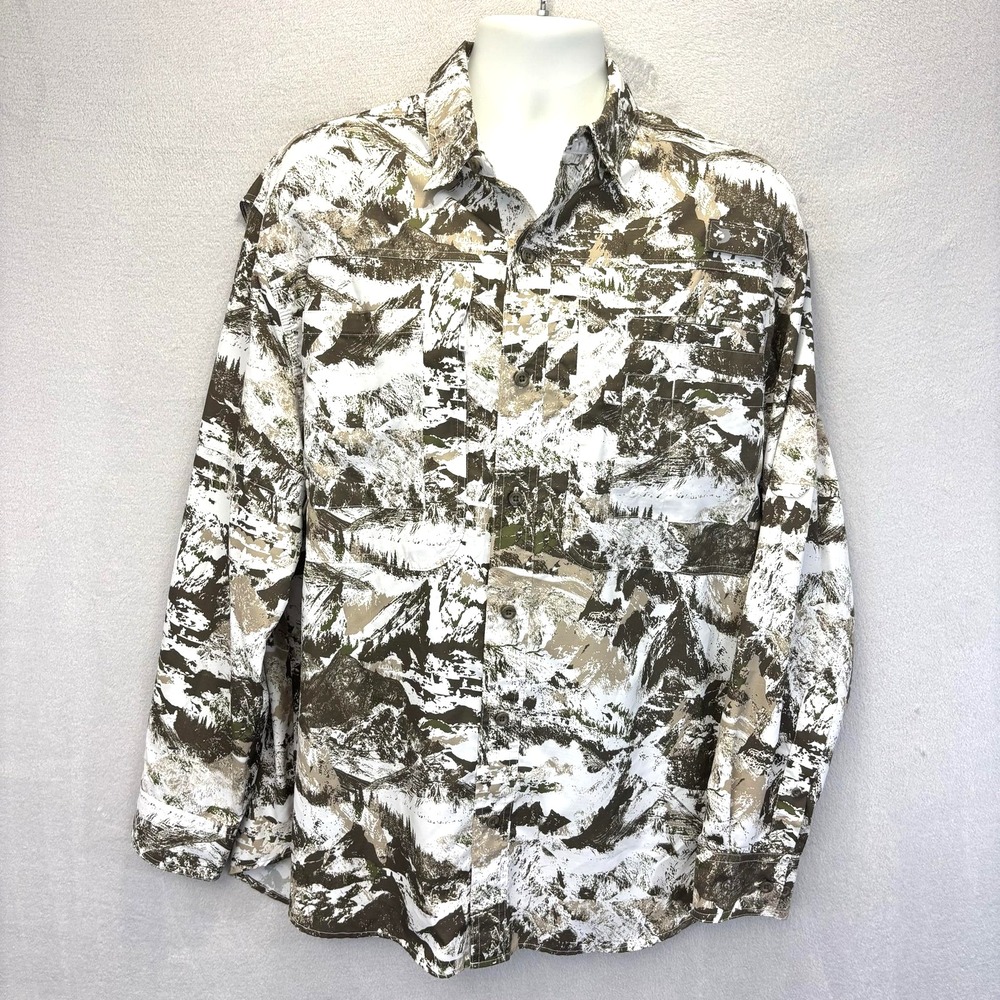 Reel Legends Microfiber Button Up Shirt Mens Large Camo Fishing Hunting Outdoor